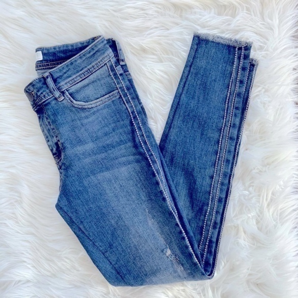 Zara Denim Size 2 Rhinestone racing stripe skinny